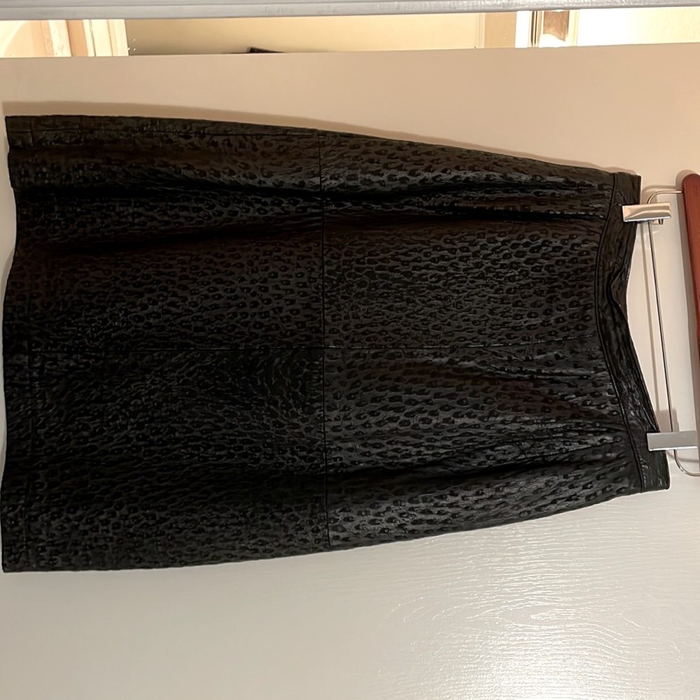 Black leather animal print skirt